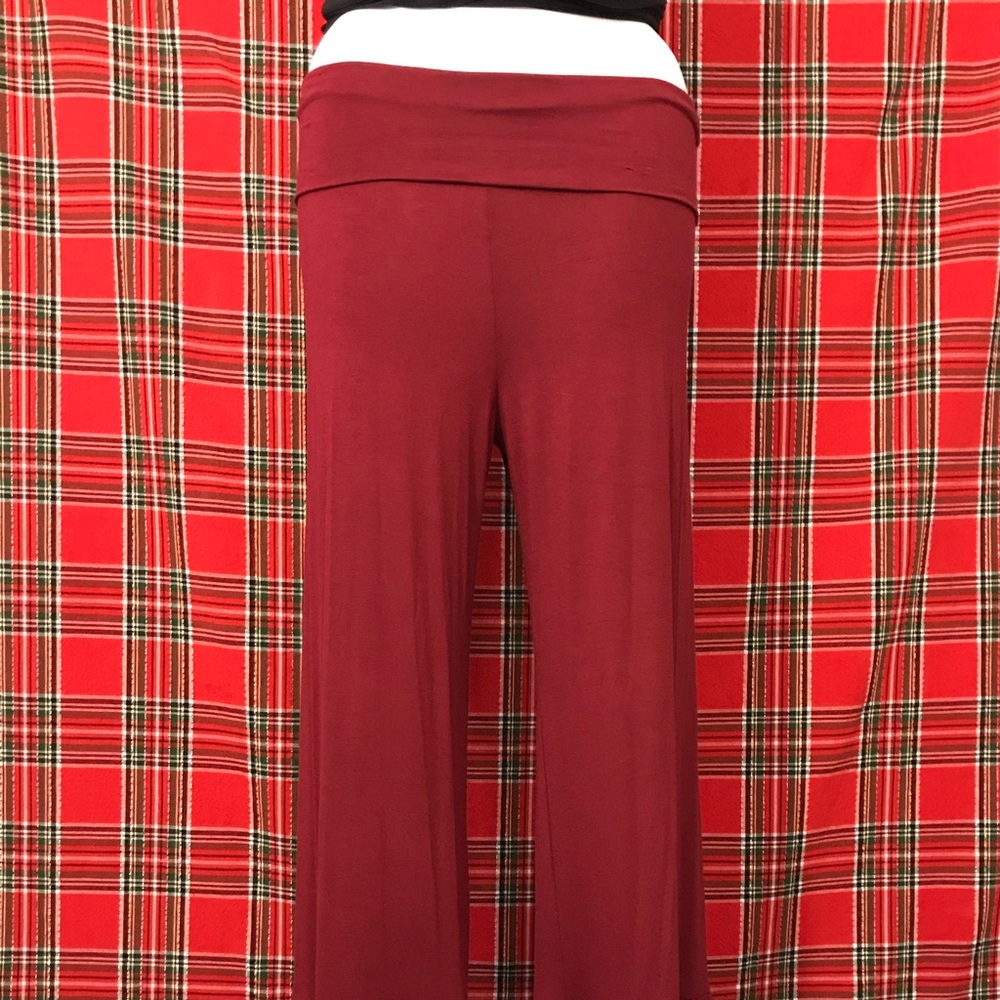 Wine Red 2X/3X Ruffle Pants